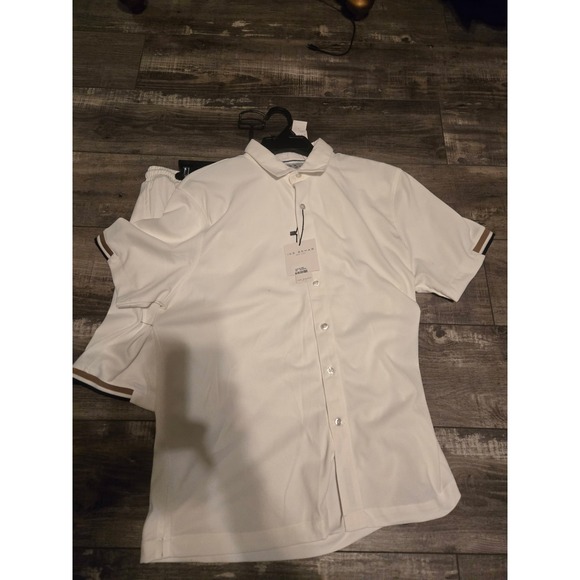 Ike Behar Other - NWT Ike Behar Mens White Cool Knit Button-Front & Short Tennis Set Resort SzL